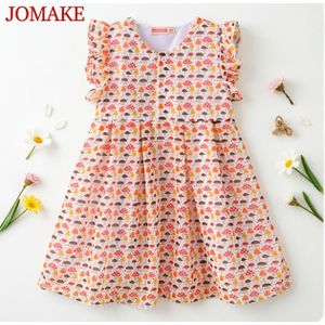 JOMAKE Dresses for children aged 1-7, plant patterns, sleeveless dresses，Mushrooms with Rice