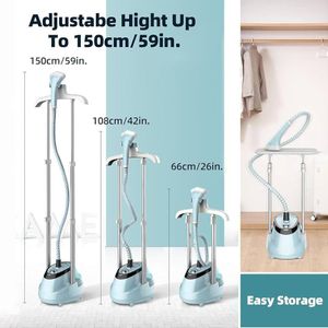 CNTRONIC Heavy Duty Standing Vertical Electric Garment Steamer Iron With Ironing Board And Hanger- Black/Blue/Grey