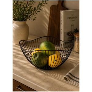 Curved Edge Modern Fruit Bowl for Kitchen Table XJ-1100-52 (W10.6 x H4.5)inch - Black