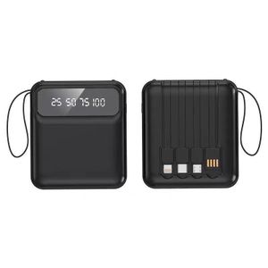 10000mAh mini portable, built-in four wire high-capacity fast charging power bank - black