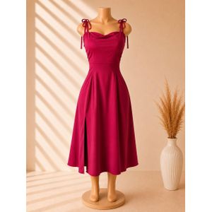 Women's Elegant Cowl Neck Midi Dress