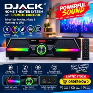 Djack Portable Super Power Pro Home Theater System Player - Black