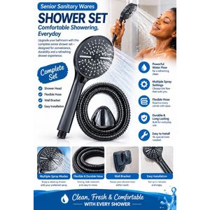 AD Function Handhead Shower Head - Black