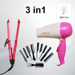 3-in-1 Heating Curler   & Hair Dryer + High Quality 10 Pieces Professional Styling Hair Comb Set