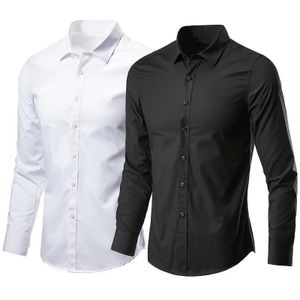 2 pcs Men's Long-sleeved Business Formal Professional Casual Suit Shirt