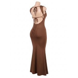 SHEIN Ladies brown Mesh Maxi Dress - Size 34 (Xs)