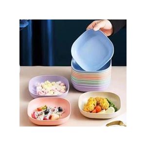 GALUIN 10 Pcs Plastic Plates Reusable Resistant Pet Bowl Dessert Dinner Kitchen Party Barbecue Durable Snack Salad Bowl