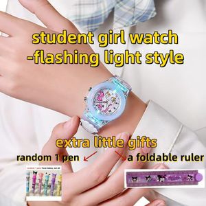 STUDENT GIRLS WATCH FOR GIRLS WATCHES Girls Light Up Watch with Unicorn Pattern Flashing LED Lights Cartoon Kids Wristwatch Adjustable Soft Strap Children Watch for Daily Wear Birthday Holiday Gift