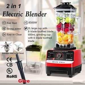 SILVER CREST 2L Industrial Food Crusher Blender  8500W High-Speed Blender with 2 Jars- (Black/Red)