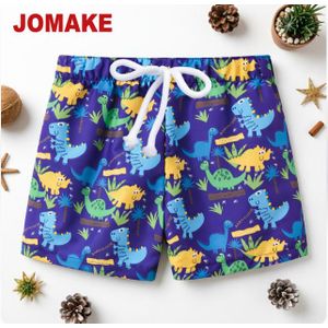 JOMAKE Boys' shorts, ages 2-9, purple base with dinosaur print, drawstring pockets