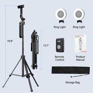 AI Tracking Selfie Stick Tripod with Remote Control –Black