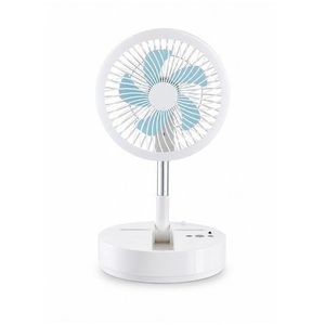 3-in-1 Foldable Desk Fan with LED Light & Remote - USB Rechargeable Telescopic Fan with Base Rotation, Adjustable Height & 3 Speeds for Home, Office & Bedroom - White