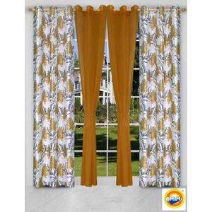 Room Lux 4-In-1 Luxury Floral/Plain Window Solid Color Polyester  Curtains Set – Blackout & Sheer Drapes For Living Room & Bedroom Office Hotel Space  – Perfect Elegant Room Collection - Multicolors