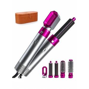 Hot Air Brush Styler Set with Six Attachments, Ceramic Coating, Adjustable Heat Levels & Air Curling Design