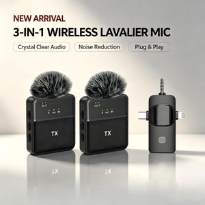 Yaticrab 3-in-1 Wireless Lavalier Microphone | DSP Noise Reduction | 25M Range | For Live Streaming, Vlogging & Recording