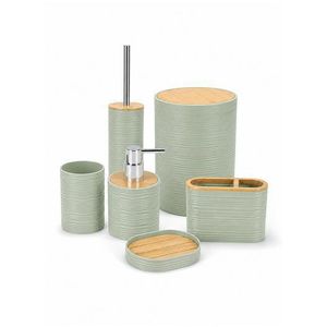 6Pcs Bathroom Accessories Set with Trash Can, Soap Dispenser, Toothbrush Holder, Tumbler, Soap Dish & Toilet Brush - Green