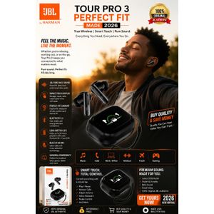 Genuine Pro 3 Perfect Fit True Wireless Earbuds – Premium Sound, Smart Touch Display, Bluetooth 5.3