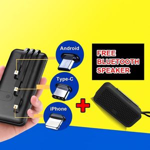 Sleek Portable Power Bank 30000mAh Plus Bluetooth Speaker -Black