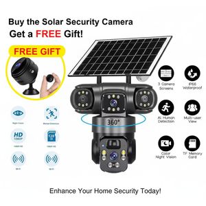 Genetic AOV 20MP Ultra HD Solar Security Camera System + FREE A9 Mini Wi-Fi Camera - Black 