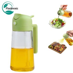 Flushrenic Oil Sprayers,Oil Dispenser Bottle for Kitchen, 470ml Olive Oil Spray Bottle,Kitchen essential: 16 oz high-quality glass oil bottle, food-grade oil spray bottle, suitable for air fryers, salads, frying, and barbecue