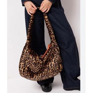 AD Fashionable Leopard Fabric Slouchy Bag- Multicolour