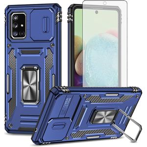 Baseus Phone Case, Compatible With Galaxy A71 5G Phone, Slide Window Lens Protection with Magnetic Stand Ring - Blue 