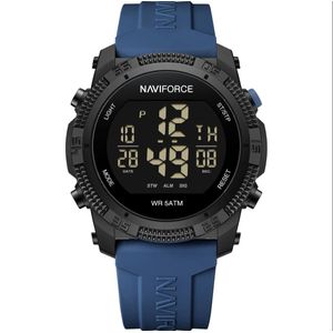 Naviforce Premium Men's LCD Sports Digital Casual Watch With Date, Stopwatch and Alarm. Waterproof and Silicone Strap and Lightweight - Blue and Black 