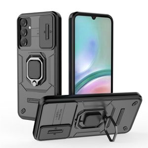 Baseus Shockproof Phone Case, Compatible With Galaxy A17 / A26 5G Phone, Slide Window Lens Protection with Magnetic Stand Ring (Type 4)- Black 