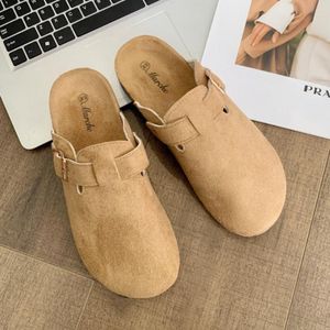 VANHUHU Men's Breathable Footwear Sandals Slippers Half Open Casual Shoes Brown