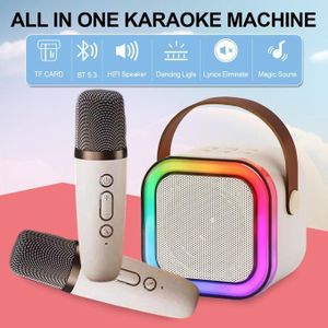 General Portable Bluetooth Speaker K12 Karaoke Machine 5.3 PA Speaker System with 2 Wireless Microphones Ivory