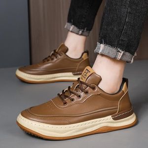 Men's Comfortable Lace-Up Casual Gentle Trendy Shoes Brown