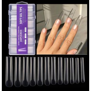 Extra Long Full Cover Soft Gel Nail Tips – 240PCS Box – Clear Extensions