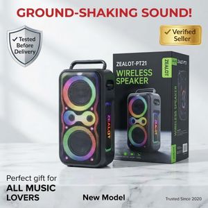 Zealot PT21 High-Power Portable Wireless Speaker with Dynamic RGB Light Show & Carrying Handle