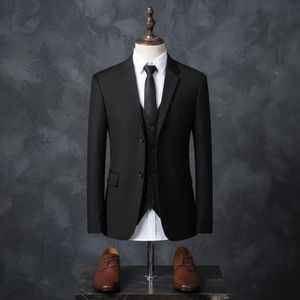 Luxury Men's 2 piece Suit Men's Suit Jacket And Vest 2 buttons- Black (2-Button Jacket And Vest L(92A/175)