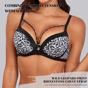 Binnys Fashion Chest Band Strong Support Wire Adjustable Straps Leopard Printed Bra for Daily Wear Women's Bra