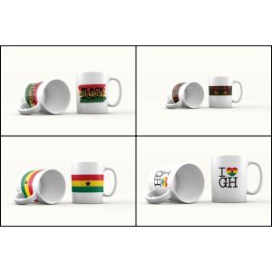 Coffee Mug - Set of 4 Mugs African Pride Theme - 350 ml - White