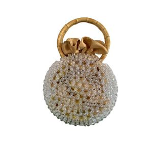 Elegant Circular Beaded Handbag- Transparent