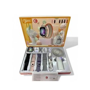 D96 Plus Ultra Smart Watch with Mini Rechargeable Fan & Earbud Combo Pack - Multicolor