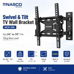 Nasco nascoMCR-500 Swivel & Tilt TV Wall Bracket – 24" to 55" (35kg Max Load)