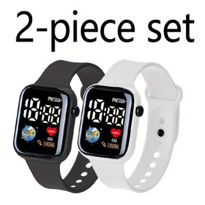 2 New Button Watches with High Aesthetics, Trendy Men'S And Women'S Watches, Night Light Sports Electronic Watches, Colorful Light Small Square Couple Watches, Sports LED Electronic Watches, European And American Trends, Gifts, Birthdays