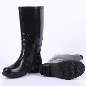 GALUIN Stylish unisex over-the-knee rain boots, waterproof and slip-resistant PVC sole, black.