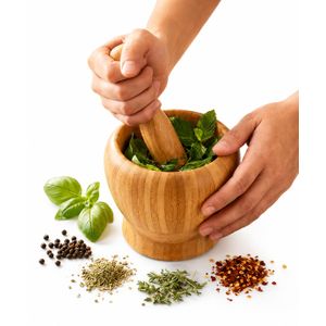 Ba Bamboo press fruit crusher household garlic pepper spice pounder mortar and pestle 