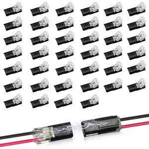 50PCS Double-Wire Plug-in Connector Led Light Strip Connectors 2 Pin, Low Voltage Wire Connector with Locking Buckle