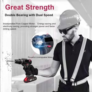 Cordless Drill Driver - 48V Lithium Battery, Variable Speed Control