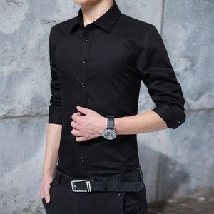 Berrykey Mens Stand Collar Formal Long Sleeve Shirts - Black