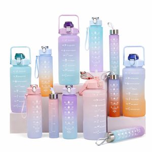 3pcs/Set Portable Sports Water Bottles 2000ml, 900ml, and 300ml-Multicoulor