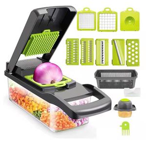 3D Fashion 16pcs/set Vegetable Slicer Nicer Dicer- Green