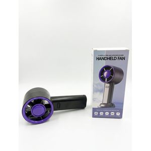 2-in-1 Turbo Handheld Mini Fan - Rechargeable Personal Cooling Fan with Detachable Desktop Phone Stand Base for Office, Travel & Live Streaming-Ash/purple