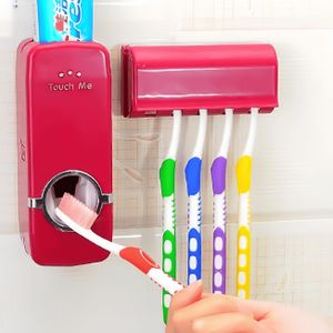 Wall-Mounted Toothpaste Dispenser and Toothbrush Holder Dustproof Bathroom Accessory Set 