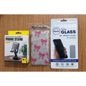 iPhone 11 Pro Max Accessories Combo – Case + Screen Protector + Phone Stand
